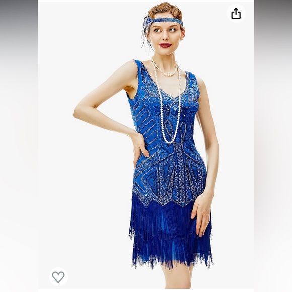 Blue Babeyond Women’s 1920’s Flapper Dress - Picture 3 of 5